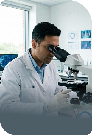 Scientist examining sample